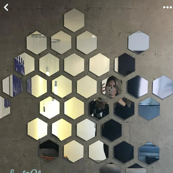 Acrylic Hexagon wall decor Mirror - Wall Decorations